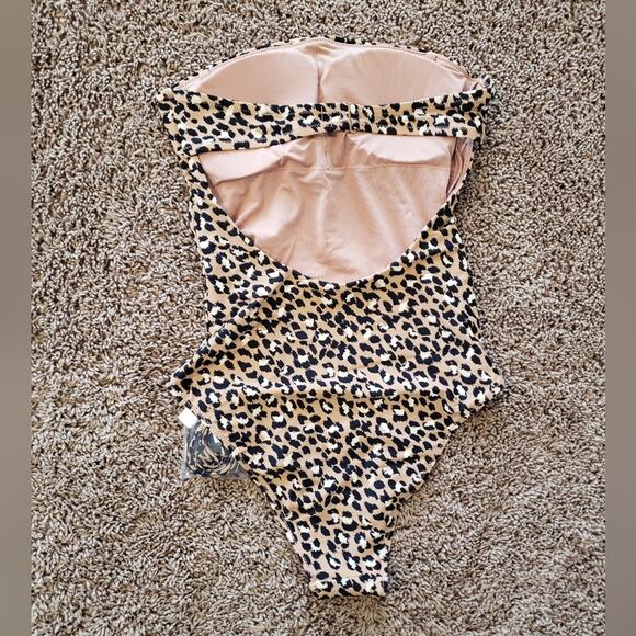 Aerie one piece cheeky brown animal print swim suit S - Picture 3 of 6